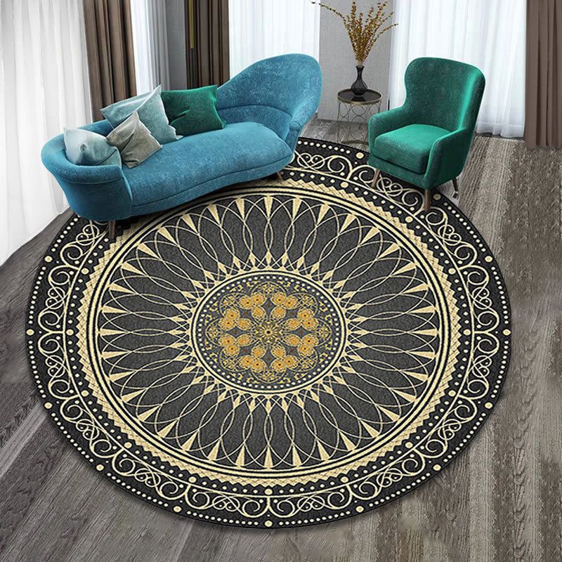 Moroccan Tribal Symbols Indoor Rug Polyester Carpet Stain Resistant Area Carpet for Home Decoration