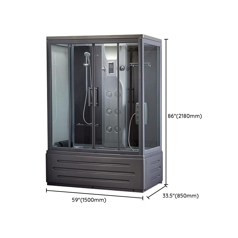 Gray Round Shower Stall Full Frame Double Sliding Door Shower Room