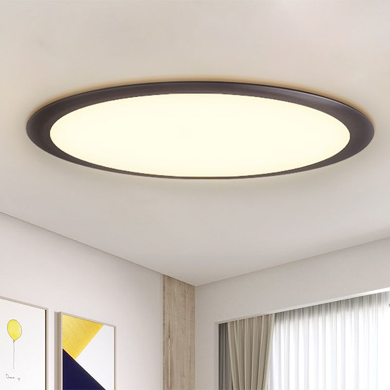 Metallic Round Ceiling Mounted Fixture Minimalist LED Black Flush Lighting in White/Warm Light, 16.5"/20.5"/24.5" Dia