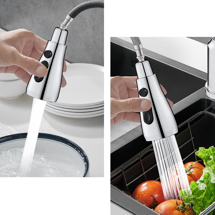 Swivel Spout Kitchen Faucet Gooseneck No Sensor with Pull Out Sprayer