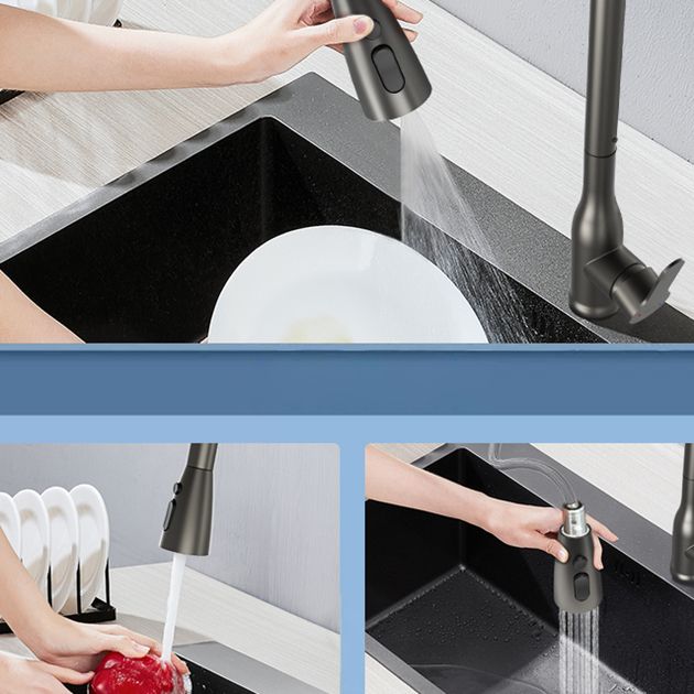 Contemporary Single Handle Kitchen Faucet Pull Out 1 Hold Bar Faucet with No Sensor