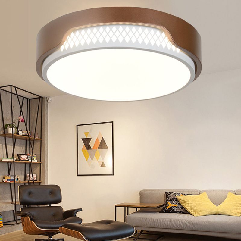 16.5"/20.5" Dia Brown Round Flush Ceiling Light Simplicity Acrylic LED Ceiling Light Fixture in Warm/White Light