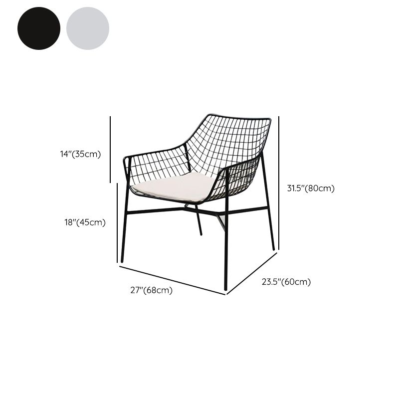 Modern Armless Outdoor Chair Metal Black/White Dining Side Chair