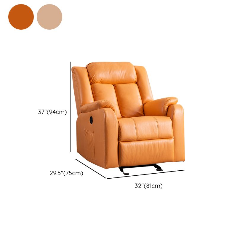 Contemporary Wingback Recliner Swivel Base Indoor Solid Color Manual-Push Botton