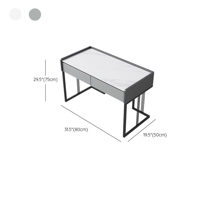 Contemporary Computer Desk Antique Finish Rectangular Office Desk with Metal Legs