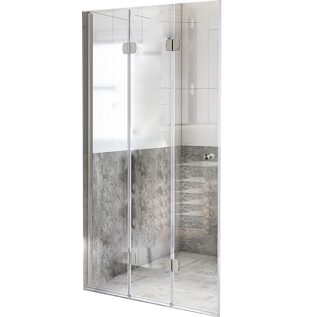 Folding Shower Screen Semi Frameless Tempered Glass Shower Screen