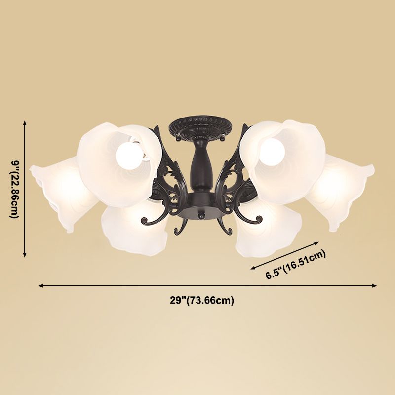 Traditional Flush Mount Light Simple Ceiling Lamp with Glass Shade for Living Room