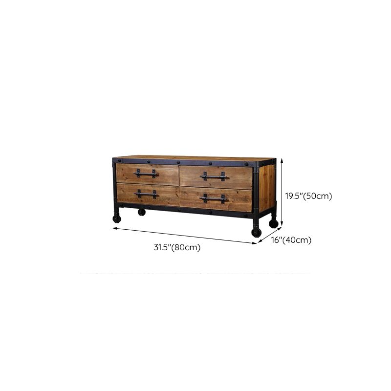 Industrial Wood TV Console Enclosed Storage TV Media Stand with Drawers for Living Room