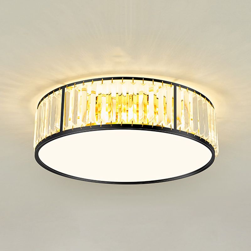 3/4/5-Light Golden/Black Flush Mount Lighting Shaded Ceiling Light with Crystal