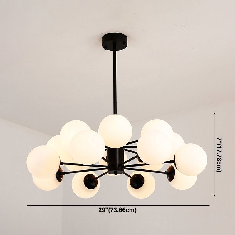 Milk Glass Black Ceiling Pendant Chandelier Globe Industrial Multi Lights Chandelier Lights