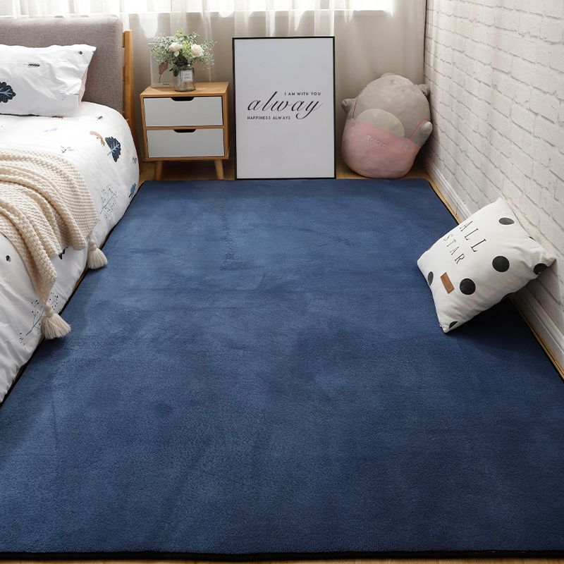 Modern Pure Color Area Rug Polyester Area Carpet Anti-Slip Easy Care Rug for Bedroom