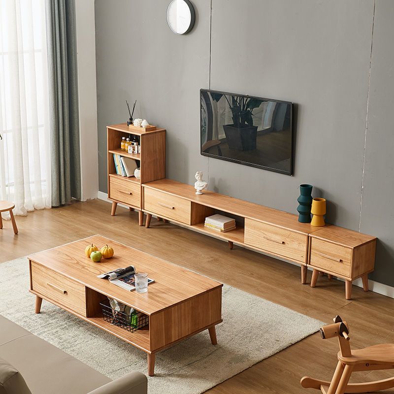 Contemporary TV Media Stand Wooden Media Console with 2 Drawers