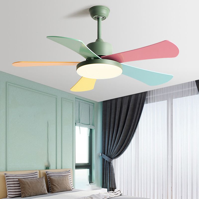 Contemporary Ceiling Fan Light Fixture Colorful LED Ceiling Flush Mount for Bedroom