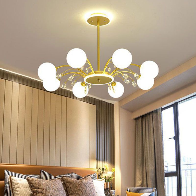 Spherical Shape Chandelier Lighting Modern Style Glass Multi Light Hanging Lamp