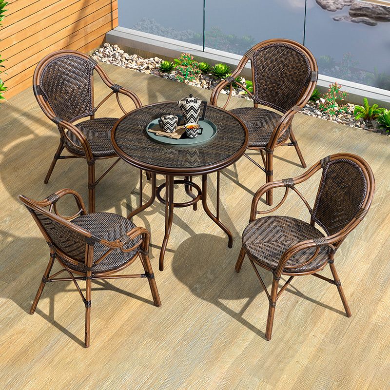 Tropical High Backrest Armed Chairs with Arm Rattan Dining Armchair