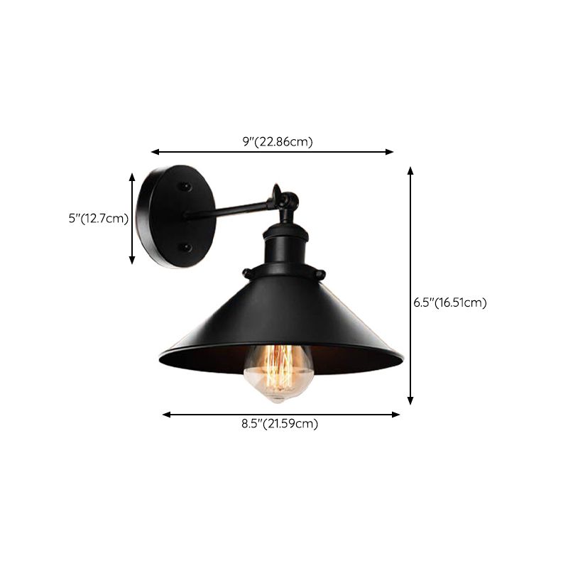 Industrial Style Black Vanity Light Cone Shape Vanity Lamp for Shower Room