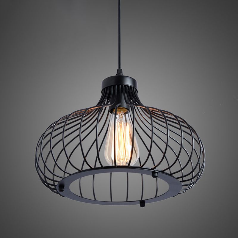 1 Light Oval Pendant Lighting Retro Industrial Style Metal Pendant Ceiling Lights for Restaurant