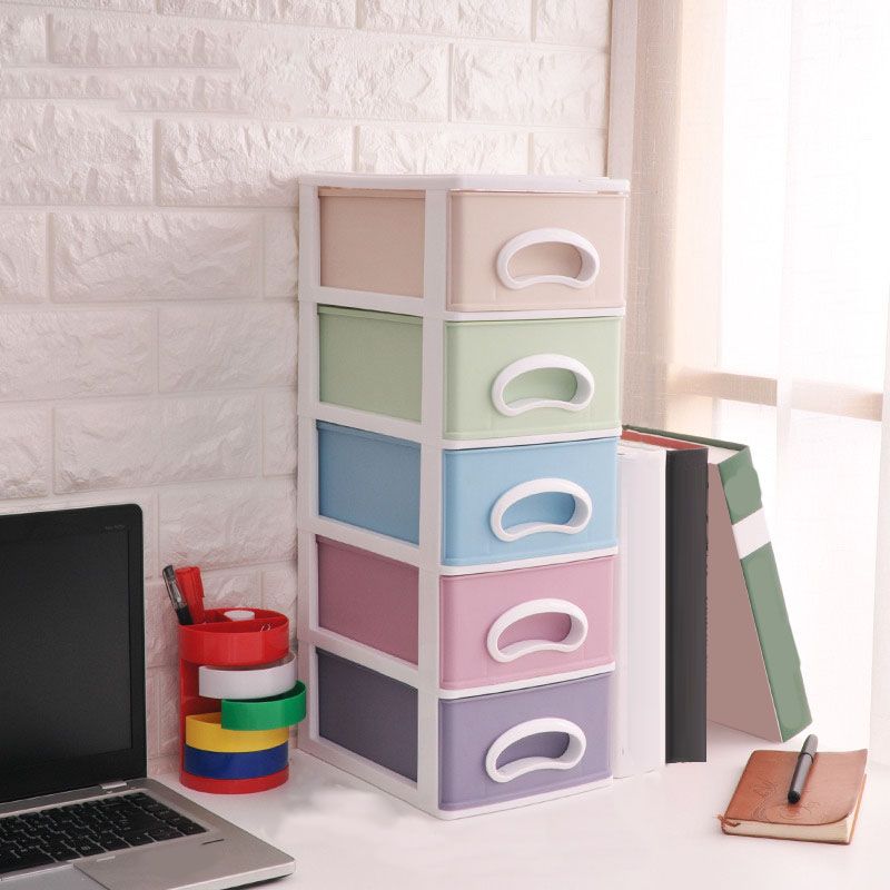 Color Block File Cabinet Drawers Vertical Plastic Filing Cabinet