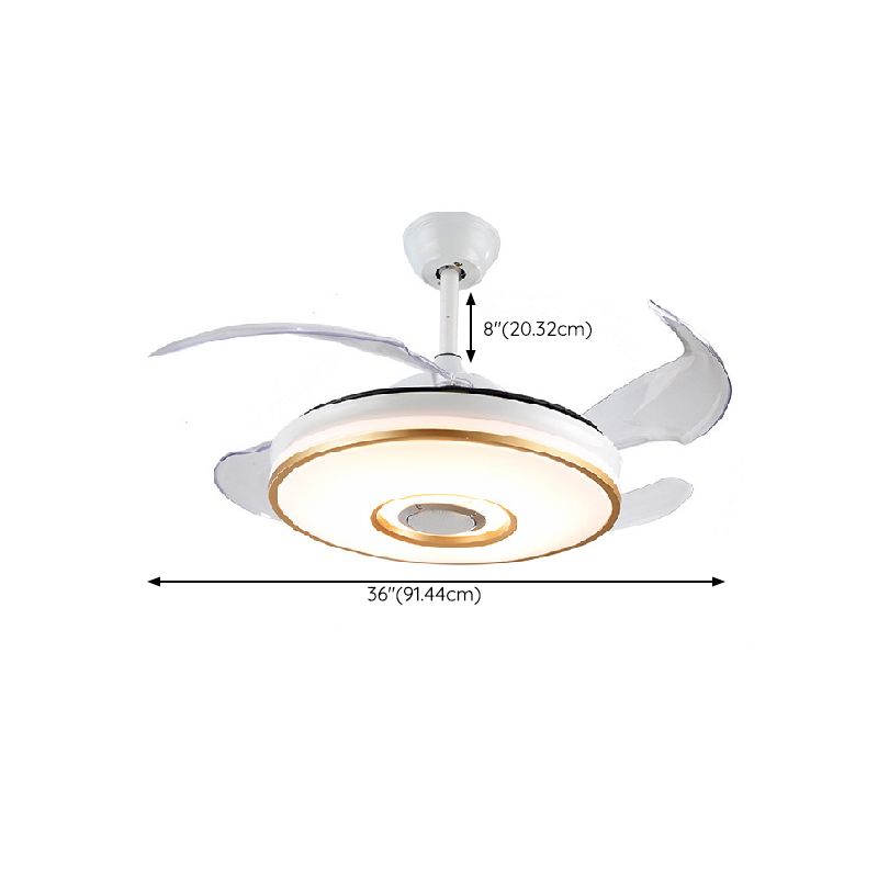 White and Gold Ceiling Fan Light Metal & Acrylic Fan Ceiling Fixture