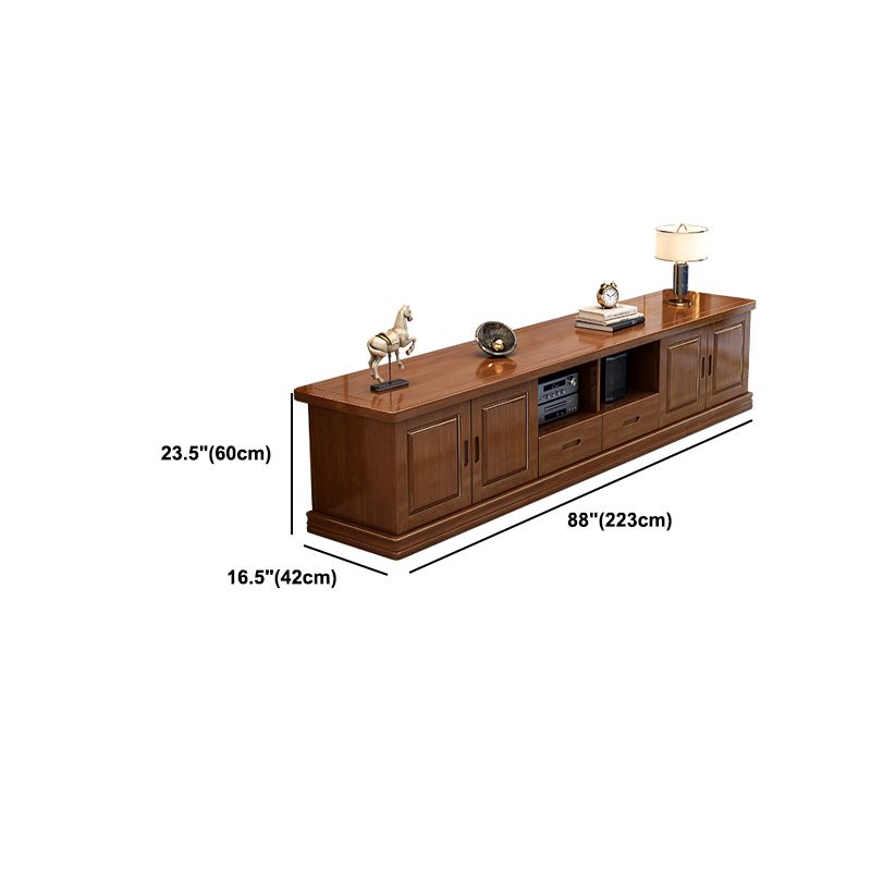 Traditional Style TV Stand Brown TV Console with Drawers for Living Room