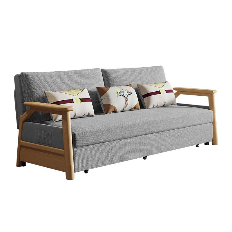 Scandinavian Gray Futon Sleeper Sofa Square Arms Futon and Mattress