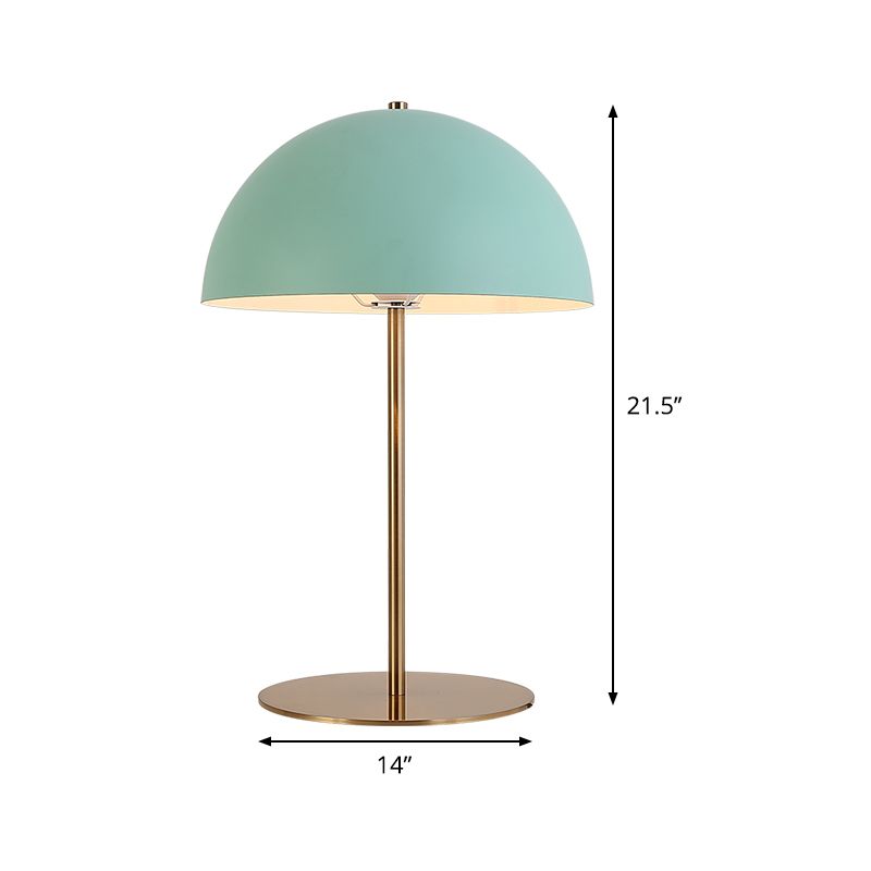 Dome Night Table Lamp Modern Metal 1 Bulb Green Nightstand Lighting for Bedroom