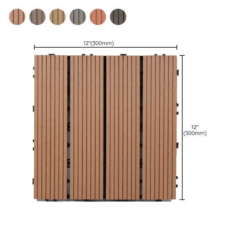 Wooden Flooring Tile Solid Color Click Lock Non-Skid Outdoor Patio