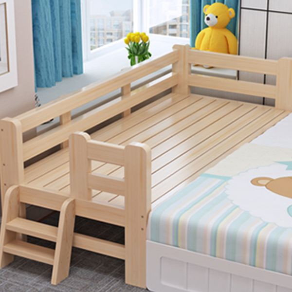 Scandinavian Washed Natural Nursery Bed Solid Wood with Mattress