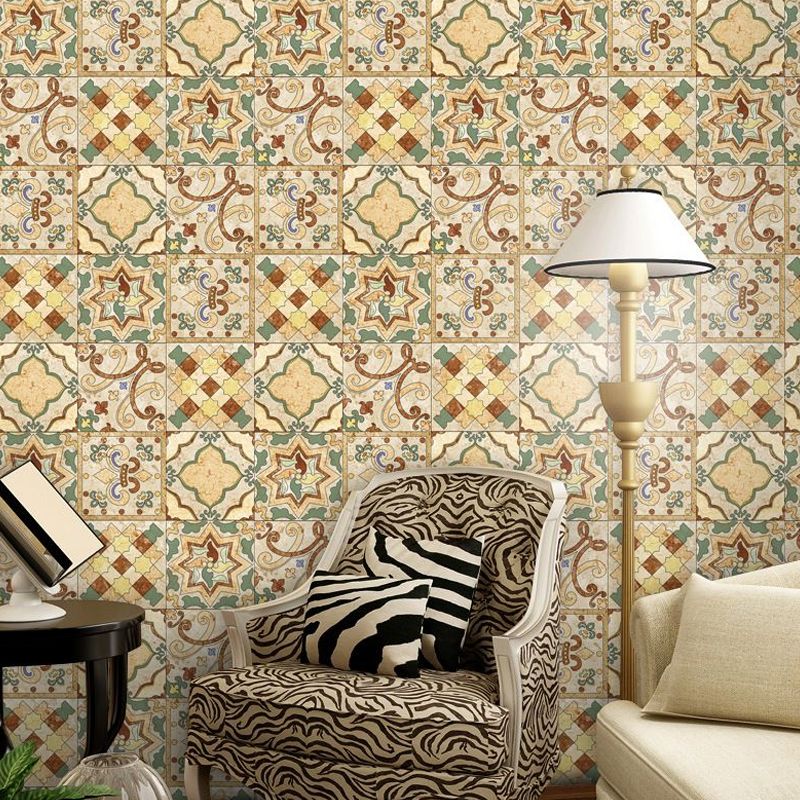 Bohemian Quatrefoil Tile Wallpaper Border Brown Easy Peel off Wall Covering for Accent Wall