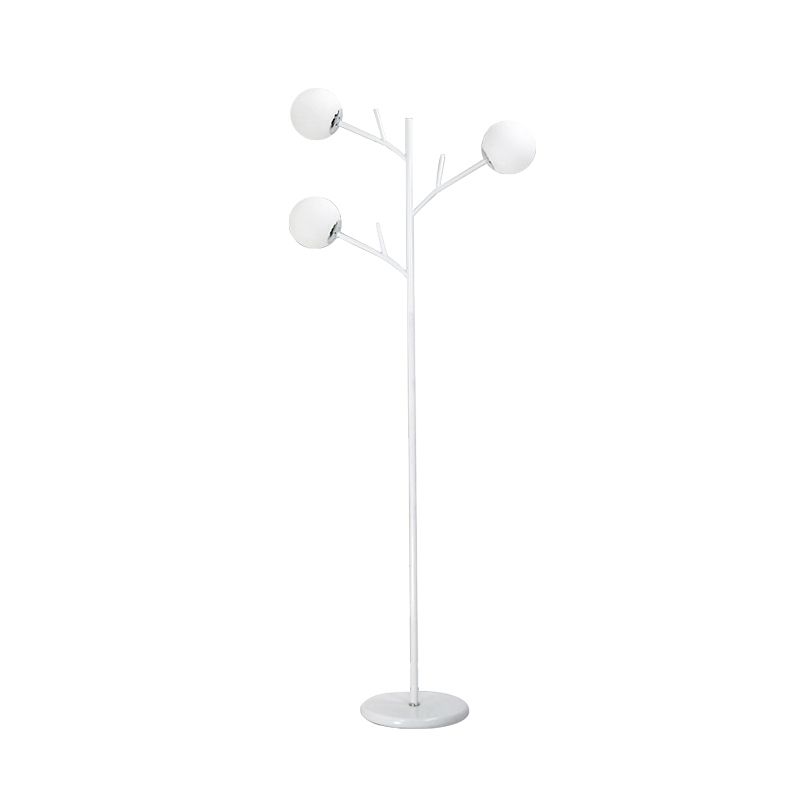 Metal Tree-Like Floor Light Contemporary 3 Bulbes Black / White Standing Lampe for Bedroom