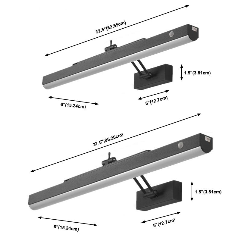 Längliche Metall Wandleuchte LEGISION SCHLAGS -LED LED Schwarze Wandbeleuchtung