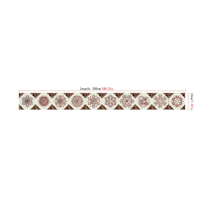 Boho Snowflake Adhesive Wallpaper Border Pink Washroom Wall Decor, 16.5' L x 8" W