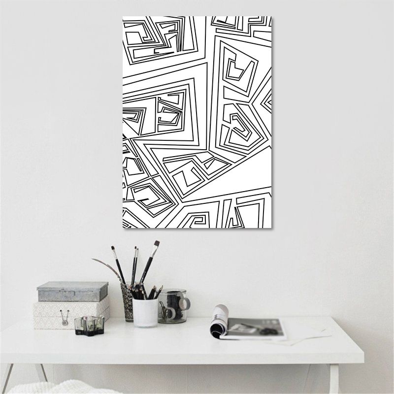 Charcoal Drawings Abstract Pattern Art Minimalism Canvas Textured Painting in White