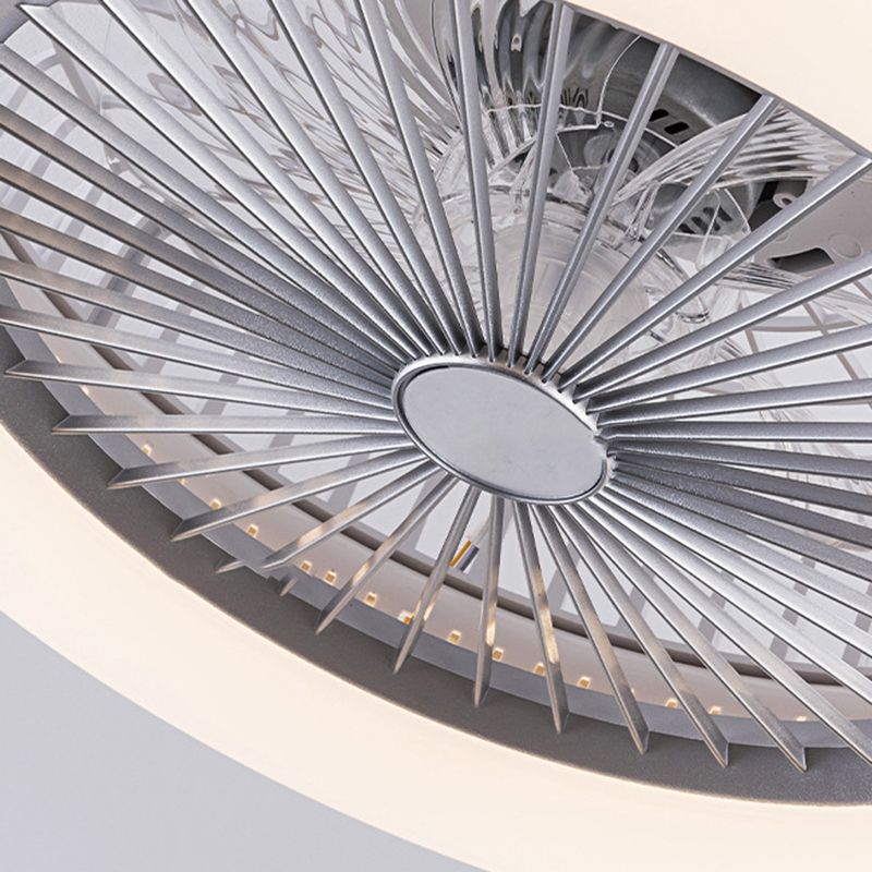 8 Blades Round Fan Lamp Simplicity Bedroom LED Semi Flush Ceiling Light