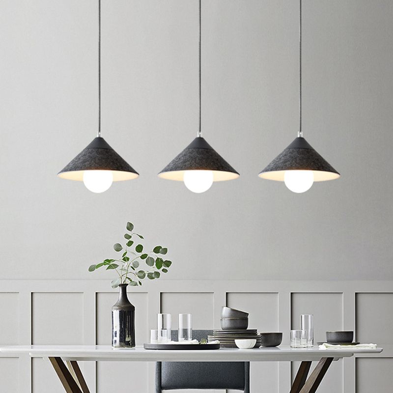 Felt Tapered Ceiling Light Farmhouse 1 Light Restaurant Down Lighting in Black/Grey for Dining Room