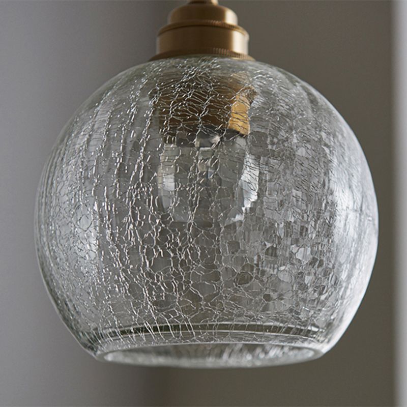 1 Light Spherical Pendant Lamp Vintage Industrial Crackled  Glass Hanging Lamp for Living Room