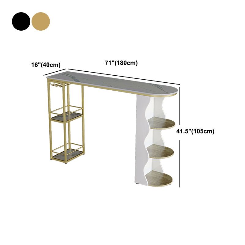 Stone Bar Dining Table Modern Bar Table with Double Pedestal for Kitchen