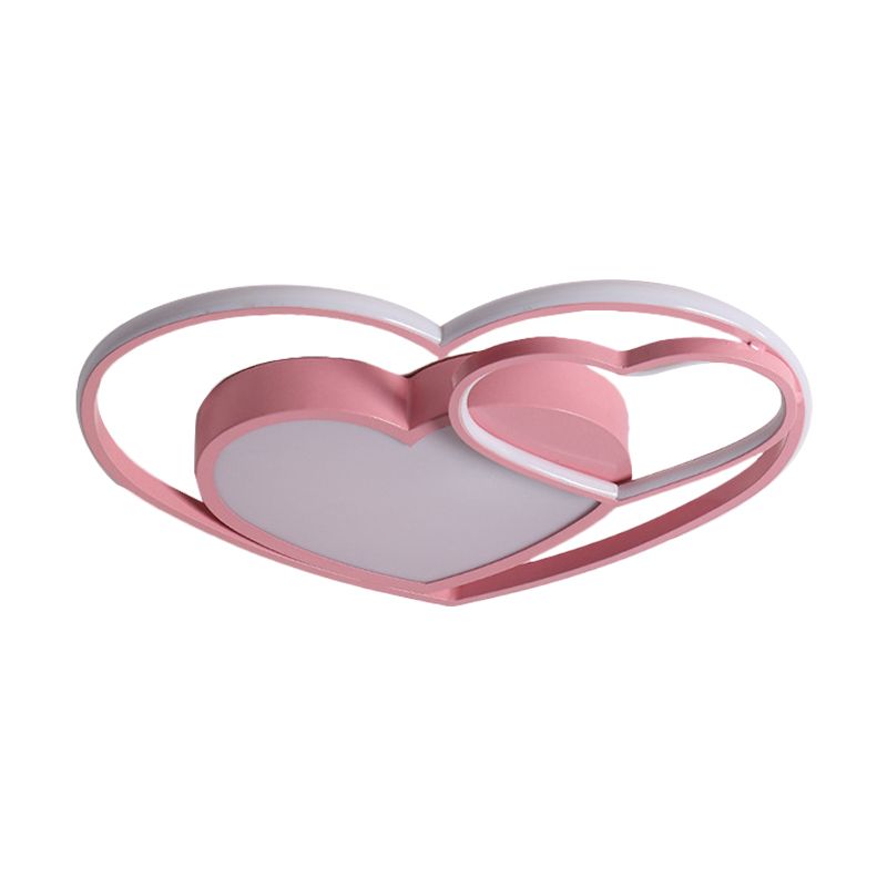 Loving Heart Acrylic Flush Mount Lamp Nordic White/Pink LED Close to Ceiling Light for Bedroom