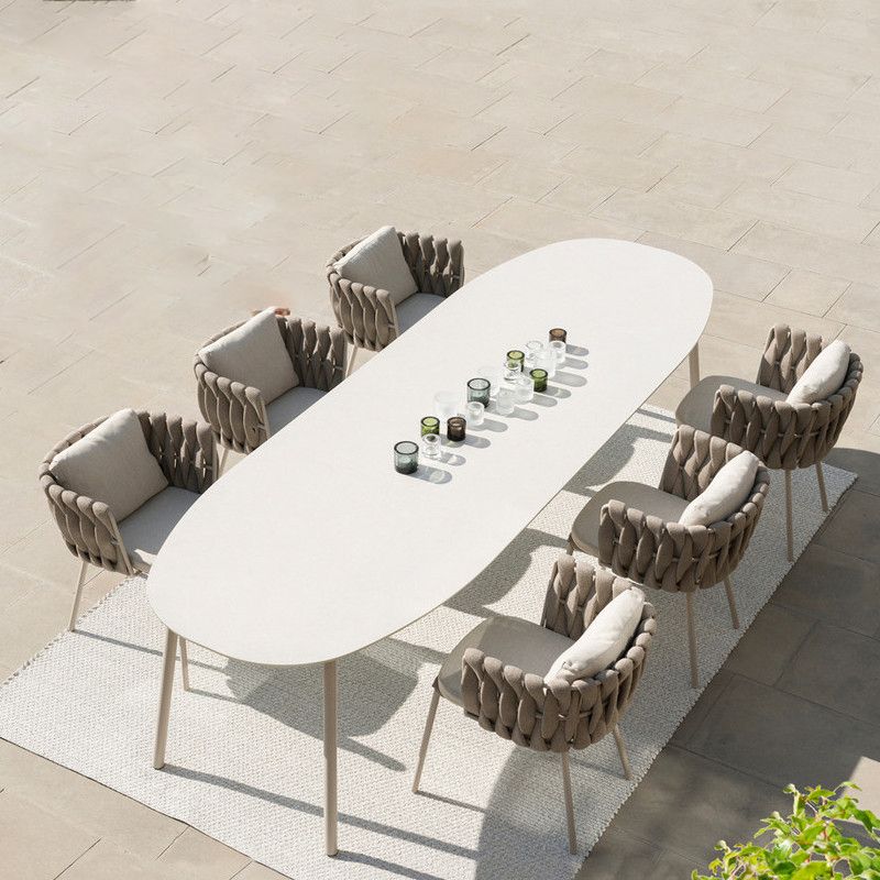 Modern Geometric Courtyard Table Stone Waterproof Outdoor Table