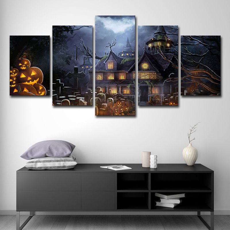 Black Halloween Parade Pumpkins Art Print Multi-Piece Kids Style Living Room Wall Decor