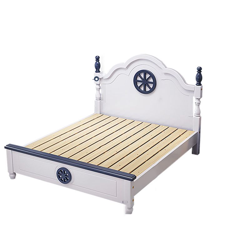 Coastal Style White Kid Bed Solid Wood Panel Headboard Standard Bed