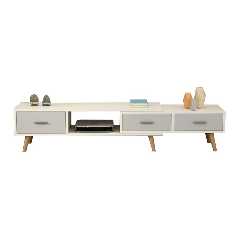 Scandinavian Style Wood TV Stand Enclosed Storage Stand Console with Drawers