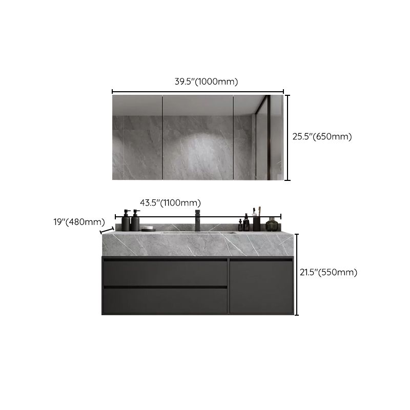 Modern Bathroom Sink Vanity Wall Mount Vanity Set with Mirror