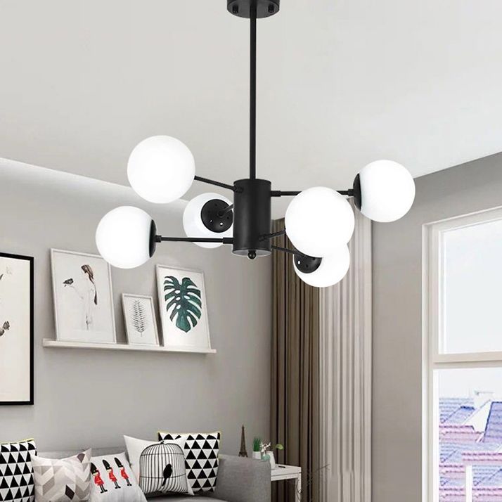 Simple Pendant Lighting Fixture Modern Style Glass Ball Shade Hanging Chandelier