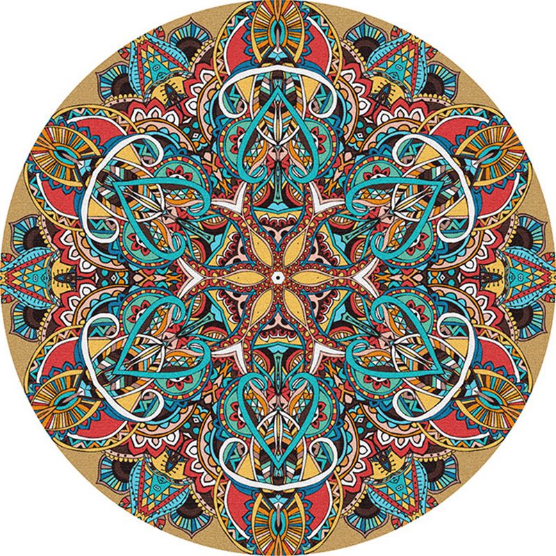 Alfombra de área de dormitorio multicolor alfombra de estampado marroquí de mandala