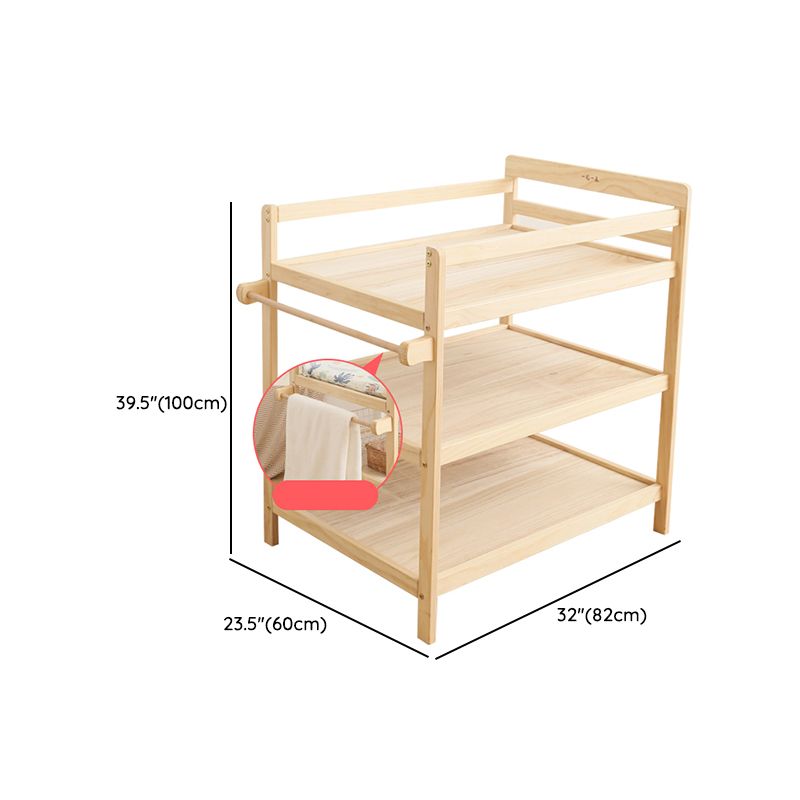 Pine Wooden Changing Table with Storage Shelf 2-in-1 Baby Changing Table