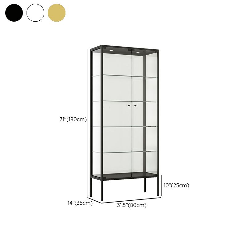 Glam Curio Cabinet Metal Glass Doors Buffet Cabinet for Living Room