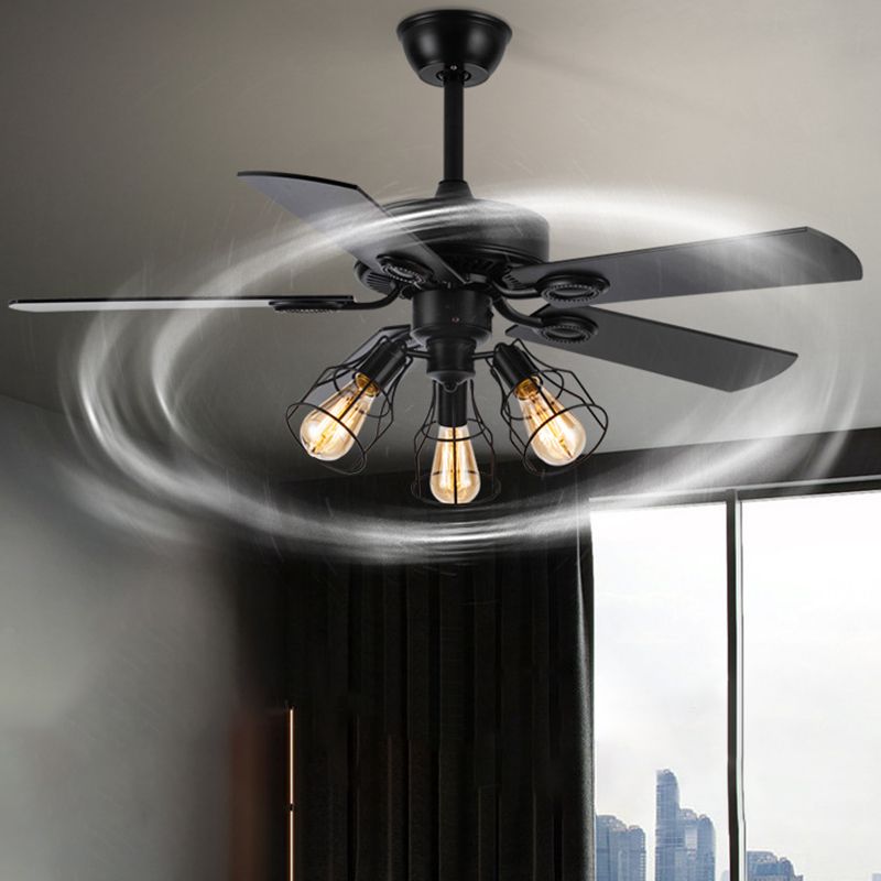 Nordic Style 3-Lights Ceiling Fan Lamp Wooden Ceiling Fan Light for Bedroom