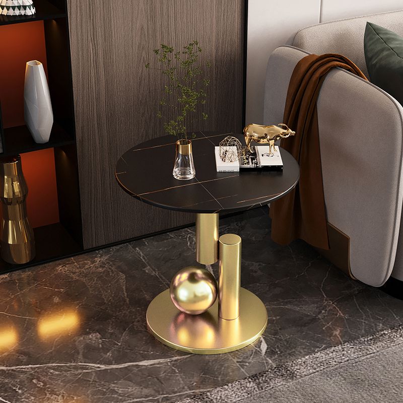 Contemporary Style Round Side Table Novelty End Table with Metal Base