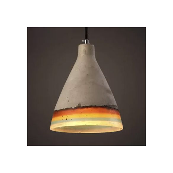 Dark Blue/Light Blue/Orange Conic Pendant Light Antique Style Cement 1 Head Restaurant Hanging Light Fixture